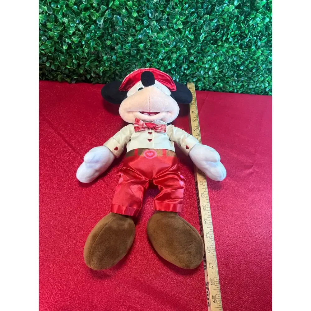 Disney Store 2022 Valentines Day Mickey Mouse Plush 16 Inch Plaid Heart